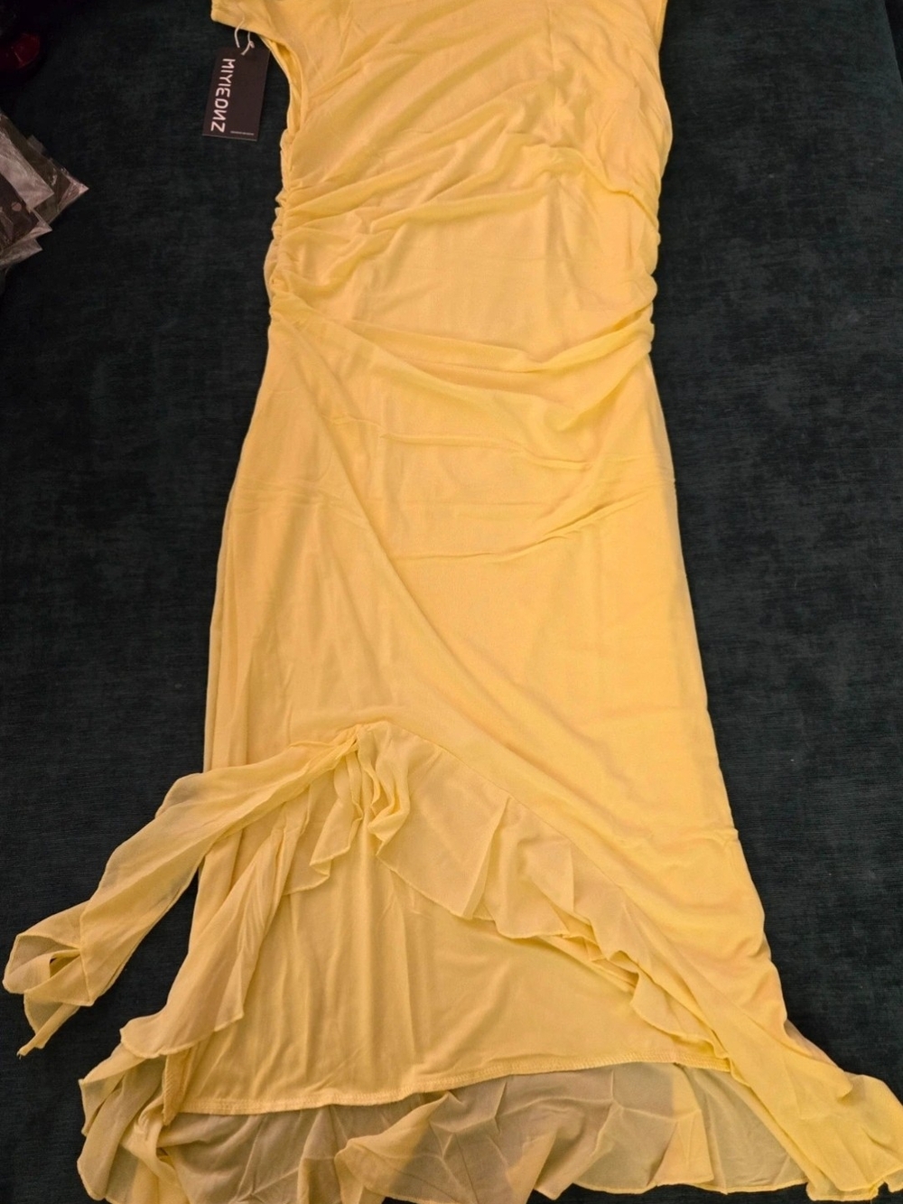 Yellow Ruffled Midi Dress